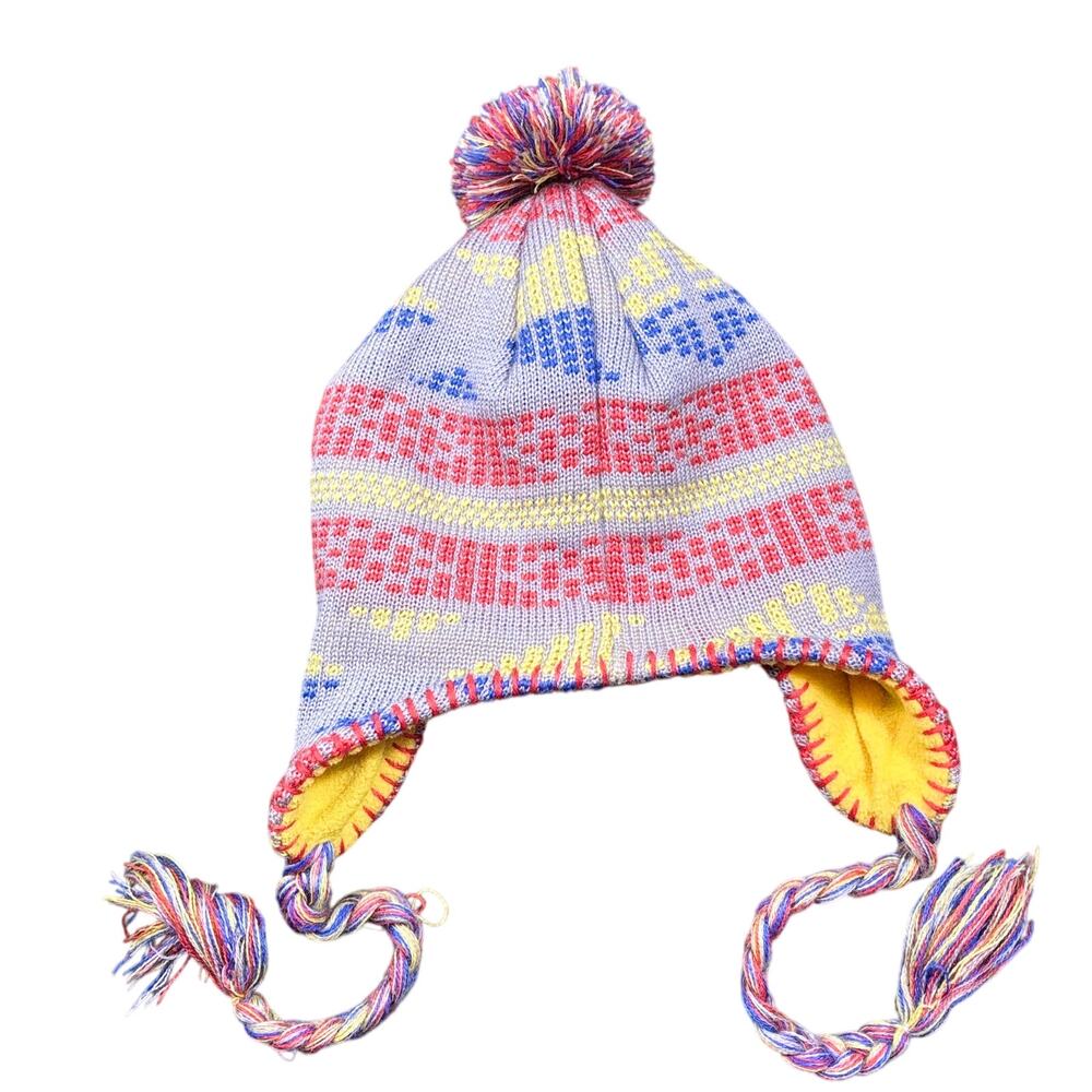 DC Shoes Y2K Beanie One Size Wool Blend Ear Flaps Pom Braided Tassel 2000s